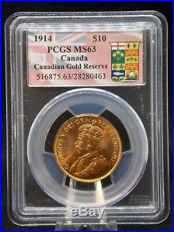 1914 $10 Canada Gold Reserve PCGS MS63 East Coast Coin & Collectables, Inc