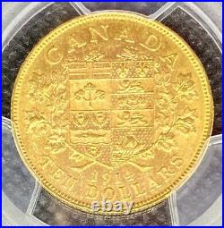 1914 GOLD CANADA $10 COIN PCGS AU58 Rive dOr Collection