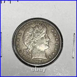 1914 P AU Barber Silver Quarter Coin Collection