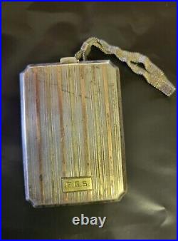 1920's ART DECO Elgin Sterling Silver / 14K Gold Coin Dance Purse Compact