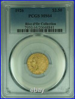 1926 Indian Head Quarter Eagle $2.50 Gold Coin PCGS MS-64 Rive d'Or Collection