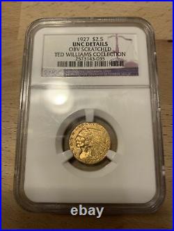 1927 Gold Coin $2 1/2 dollar Ted Williams collection NGC