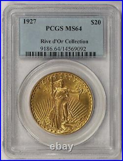 1927 Saint Gaudens Double Eagle Gold $20 MS 64 PCGS Rive d'Or Collection