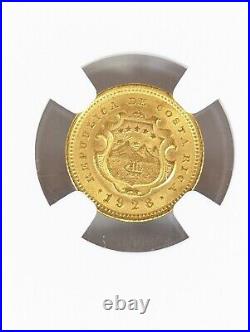 1928 Costa Rica 2 Colones Gold Coin NGC MS65 Richard Stuart Collection