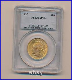 1932 $10 Gold Coin US coin graded PCGS MS 64 rare collectibles