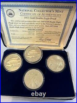 1933 Gold Double Eagle Replica Coin Collection 4 Total As Is