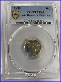 1938 Proof Mercury Dime PCGS PR-67 Gold Shield Wm Dominick Collection