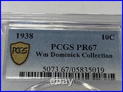 1938 Proof Mercury Dime PCGS PR-67 Gold Shield Wm Dominick Collection