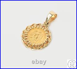 1945 Dos Peso Gold Coin in 14k Yellow Gold Bezel Pendant