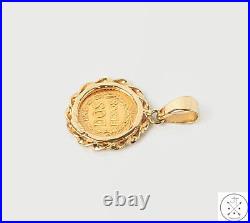 1945 Dos Peso Gold Coin in 14k Yellow Gold Bezel Pendant