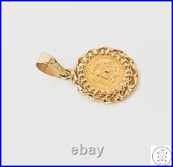 1945 Dos Peso Gold Coin in 14k Yellow Gold Bezel Pendant