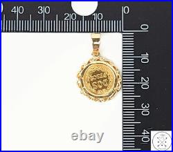 1945 Dos Peso Gold Coin in 14k Yellow Gold Bezel Pendant