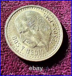 1945 Mexico 2 1/2 Pesos Gold Miguel Hidalgo 90% Gold Collectible Vintage Coin
