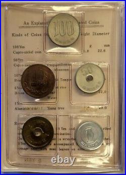 1969 Mint Bureau Ministry Of Finance Japan Uncirculated 5 Coin Set withOGP Rare