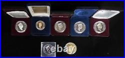 1972 2000 (5) Canada Silver Dollar Proof Coins + 2 Gold Toned Collection