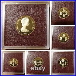 1980 Gold Proof Cayman Islands $50 Gold Kings Collection 10-Coin Set