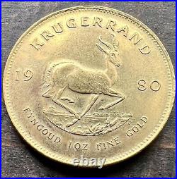 1980 Vintage South African 1 Oz Gold Krugerrand Collectible Bullion Coin