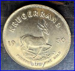 1980 Vintage South African 1 Oz Gold Krugerrand Collectible Bullion Coin