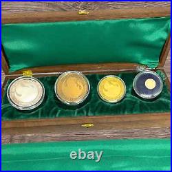 1982 World's Fair. 999 Silver. 999 Gold, & Bronze 4 Rounds Medals Coins w Box