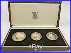 1983 United Kingdom 22K Gold Proof 3 Coin Collection 2 Pound Sov. Half Sov. Mint