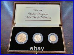 1983 United Kingdom 3 Coin Gold Proof Collection Sovereign Half & 2 Pounds