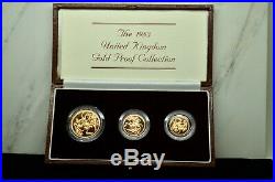 1983 United Kingdom Gold Proof Collection 3 Coin Set Coa 2 Pound Sov & Half Sov