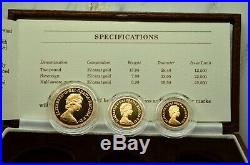 1983 United Kingdom Gold Proof Collection 3 Coin Set Coa 2 Pound Sov & Half Sov