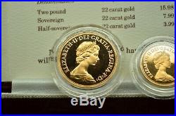 1983 United Kingdom Gold Proof Collection 3 Coin Set Coa 2 Pound Sov & Half Sov