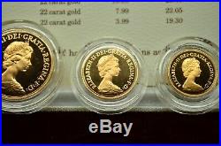 1983 United Kingdom Gold Proof Collection 3 Coin Set Coa 2 Pound Sov & Half Sov