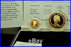 1984 United Kingdom Gold Proof Collection 3 Coin Set Coa 5 Pound Sov & Half Sov