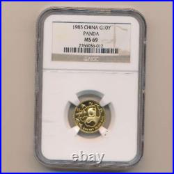 1985 10 Yuan Gold Coin China coin graded NGC MS 69 rare collectibles, 1/10 oz