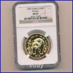 1986 100 Yuan Gold Coin China coin graded NGC MS 69 rare collectibles, 1 oz