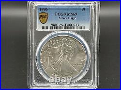 1986 Silver Eagle MS69 PCGS Gold Shield Collection Gorgeous Eye Appeal 43000743