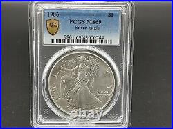 1986 Silver Eagle MS69 PCGS Gold Shield Collection Gorgeous Eye Appeal 43000744
