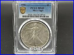 1986 Silver Eagle MS69 PCGS Gold Shield Collection Gorgeous Eye Appeal 43000746