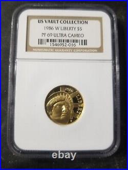 1986-W G$5 Liberty PF69 NGC US Vault Collection gold commemorative
