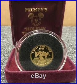 1987/1988 DISNEY1/4 oz. Gold Coin 1987 MERRY CHRISTMAS, REV. 1988 HAPPY NEW YEAR