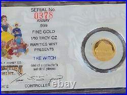 1987 1/10th Ounce. 999 Walt Disney Snow White 50th Anniversary THE WITCH Gold