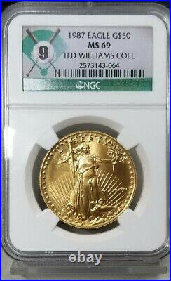 1987 $50 Gold American Eagle NGC MS 69 HOF TED WILLIAMS Coin Collection