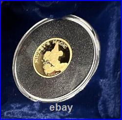 1987 Disney First Edition Mickey's Magic Good Luck Coin 1/4 oz. 999 Fine GOLD