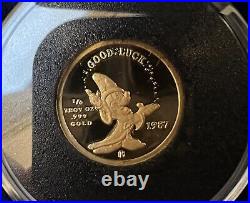 1987 Disney First Edition Mickey's Magic Good Luck Coin 1/4 oz. 999 Fine GOLD