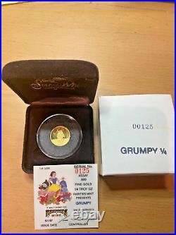 1987 Disney Rarities Mint 1/4 oz 999 Gold GRUMPY coin comem. 50th Anniv