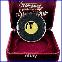 1987 Disney Snow White 50th Hunter & Queen Gold Coin 1/4 oz. 999 LE 347/3500