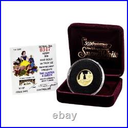 1987 Disney Snow White 50th Hunter & Queen Gold Coin 1/4 oz. 999 LE 347/3500