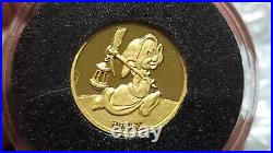 1987 Disney Snow White DOPEY 1/4 oz. Gold. 999 Coin 50th Anniversary withCOA & BOX