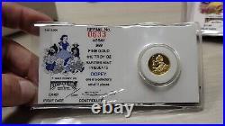 1987 Disney Snow White Dopey 1/10th oz Gold. 999 Coin 50th Anniversary withCOA