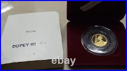 1987 Disney Snow White Dopey 1 oz Gold. 999 Coin 50th Anniversary withCOA & BOX