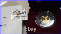 1987 Disney Snow White Dopey 1 oz Gold. 999 Coin 50th Anniversary withCOA & BOX
