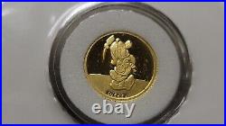 1987 Disney Snow White SNEEZY 1/10th oz Gold. 999 Coin 50th Anniversary withCOA