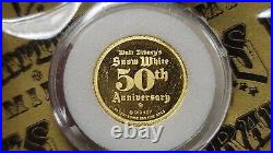 1987 Disney Snow White WITCH 1/10th oz Gold. 999 Coin 50th Anniversary withCOA